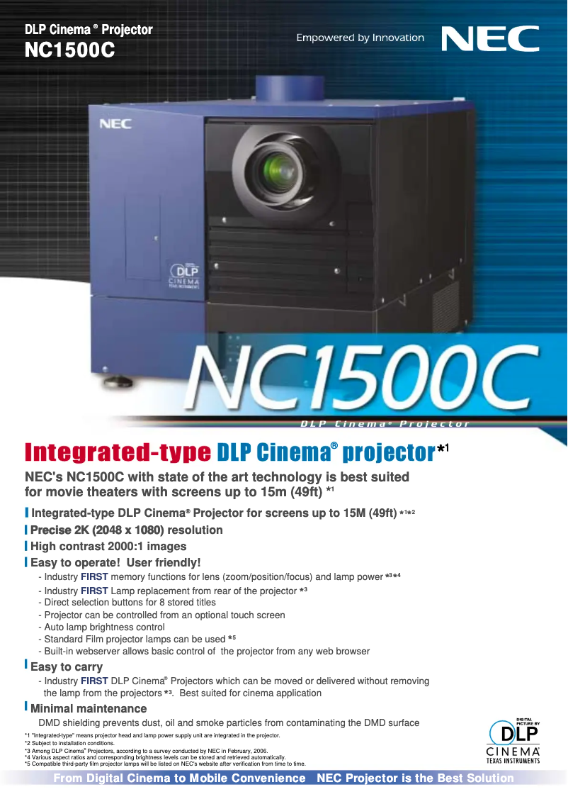 Page 1 of the manual Technical Sheet NEC NC1500C