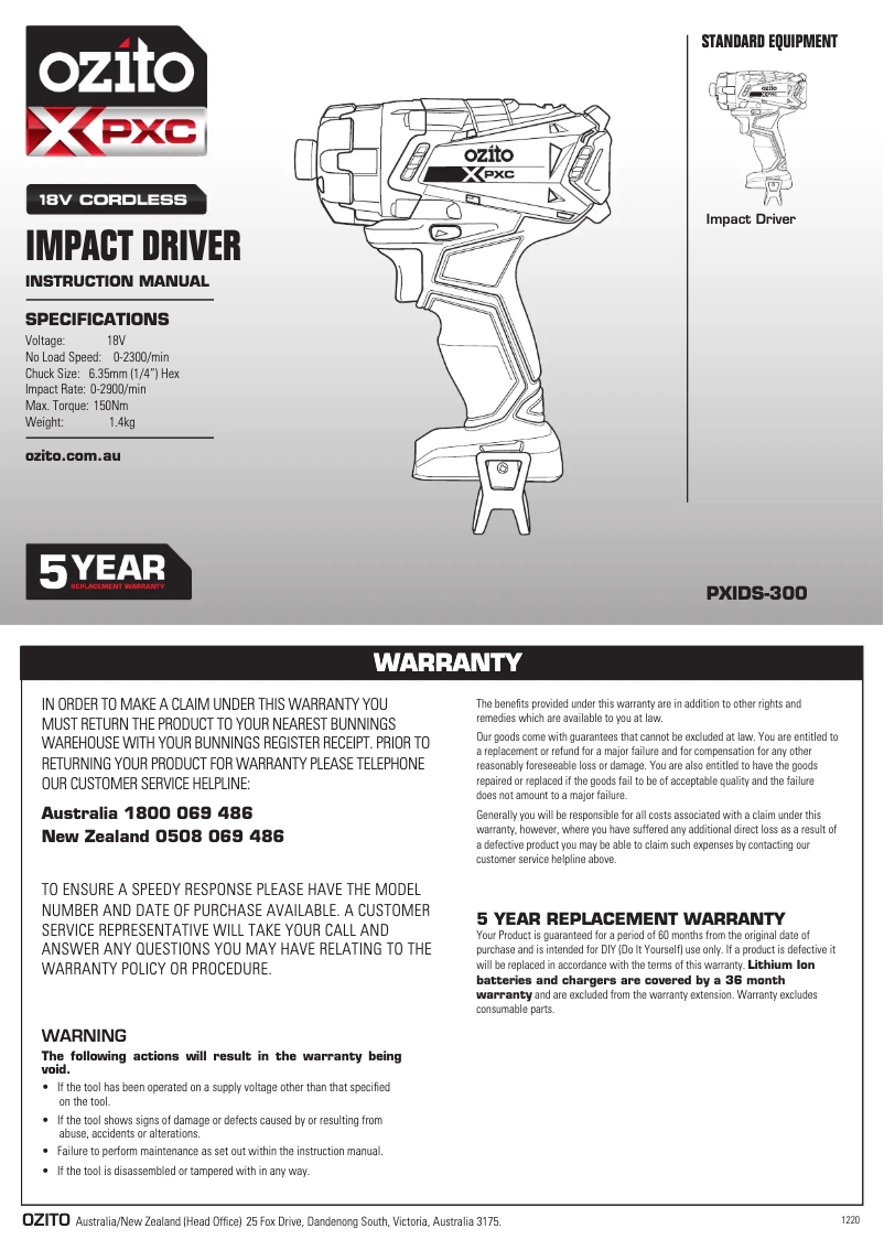 First page image of the manual for PXIDK-250