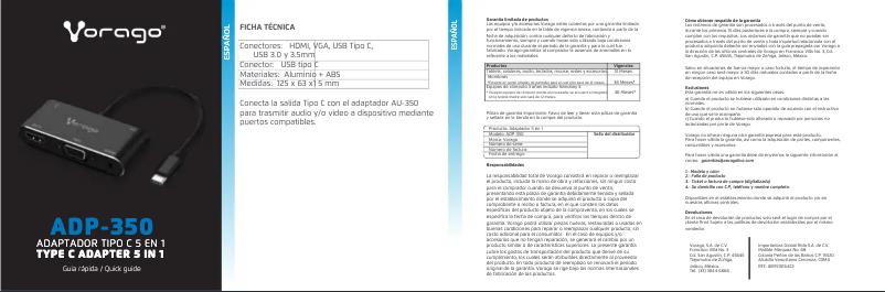 Page 1 of the manual User Manual Vorago ADP-350