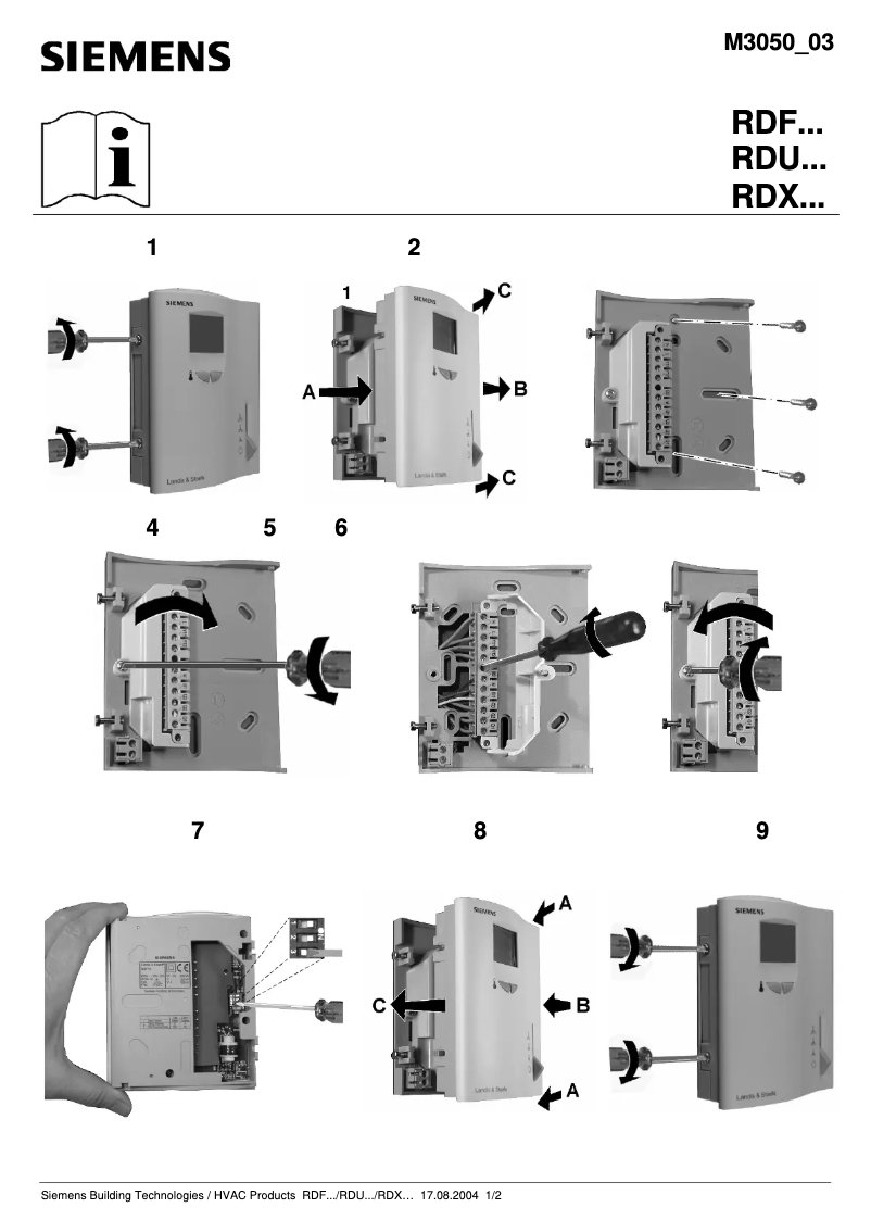 Page 1 of the manual User Manual Siemens RDF301.50H