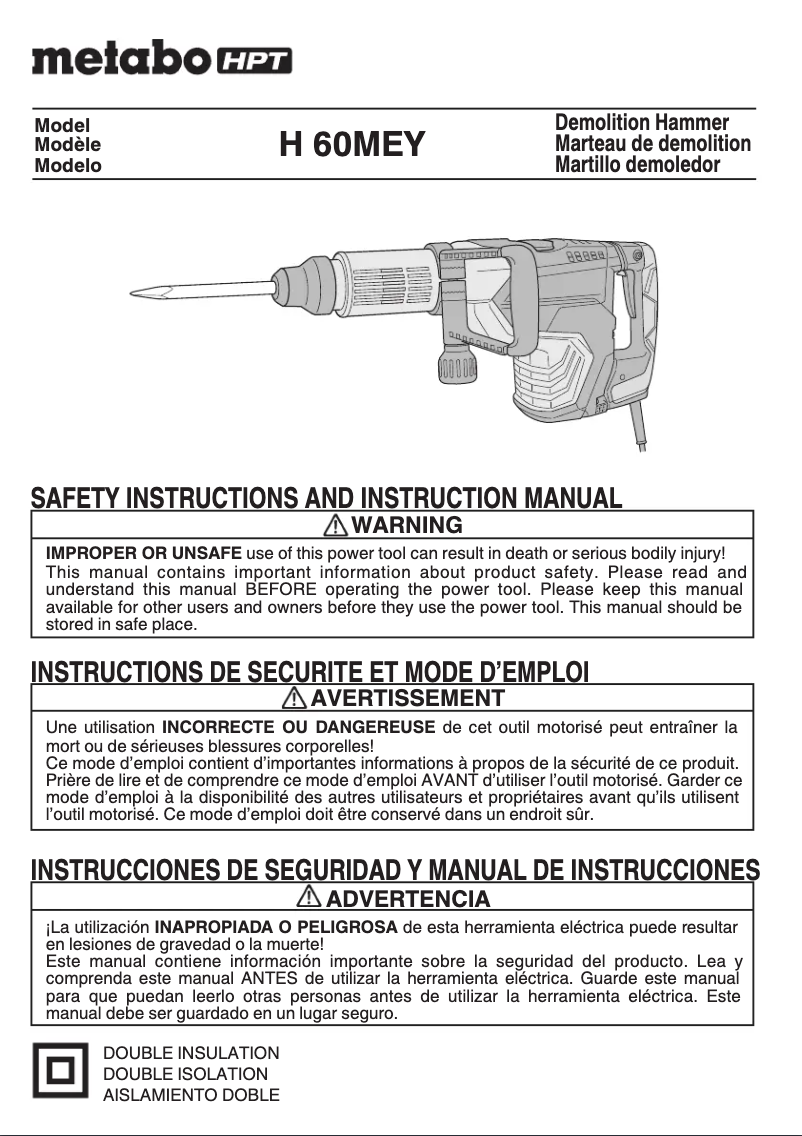 Page 1 of the manual User Manual HiKOKI H60MEY