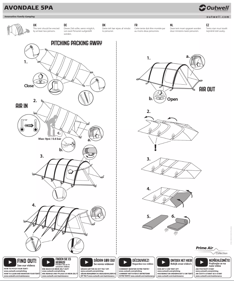 Page 1 of the manual Instruction Manual Outwell Avondale 5PA