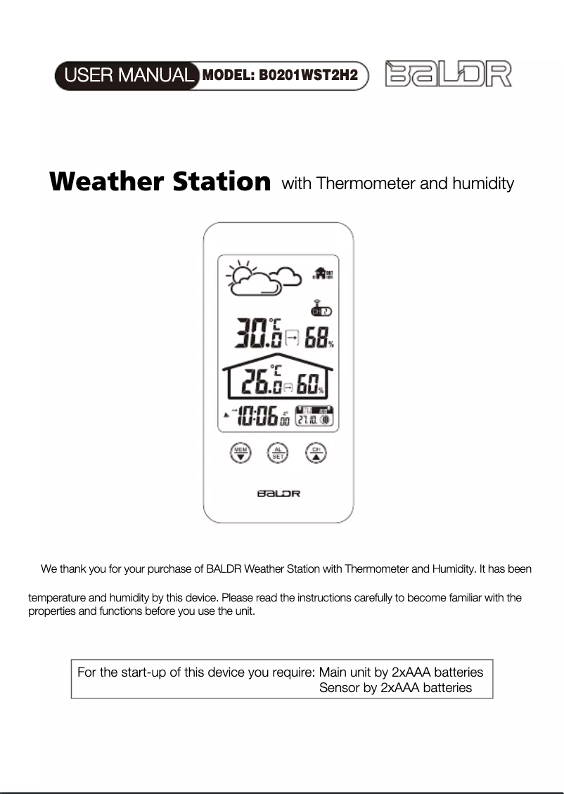 Page 1 of the manual User Manual Baldr B201W