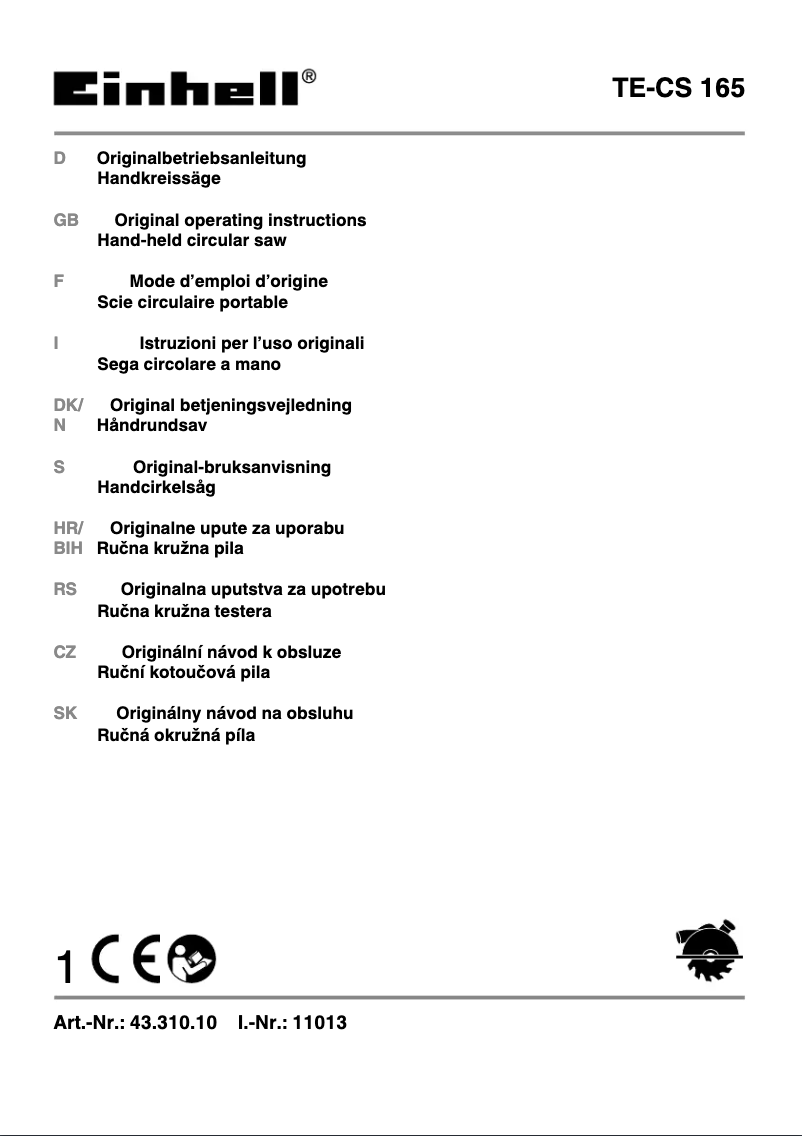 First page image of the manual for TE-CS 165