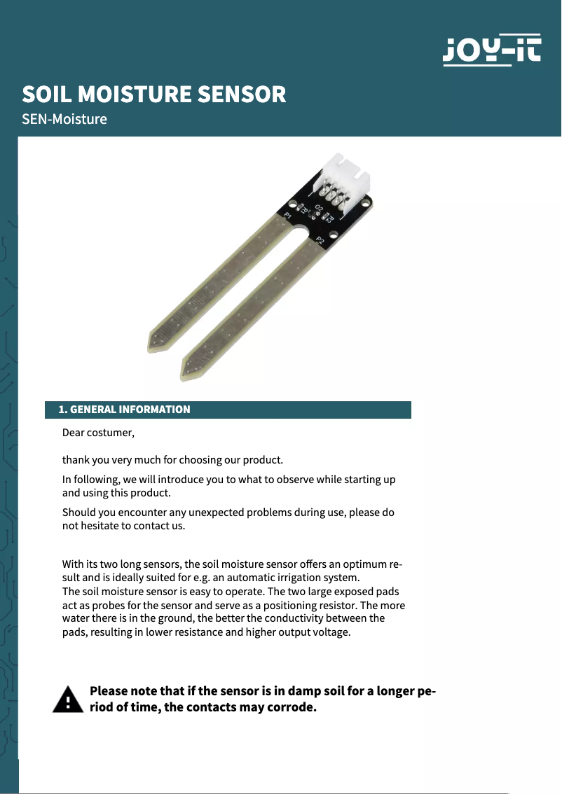 Image de la première page du manuel de l'appareil SEN-Moisture