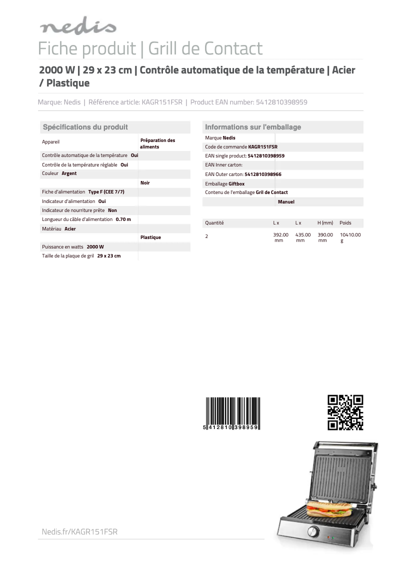 First page image of the manual for KAGR151FSR