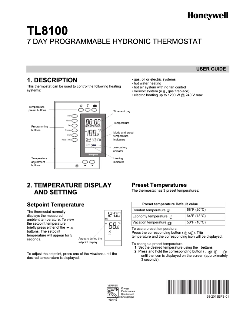 First page image of the manual for TL8100
