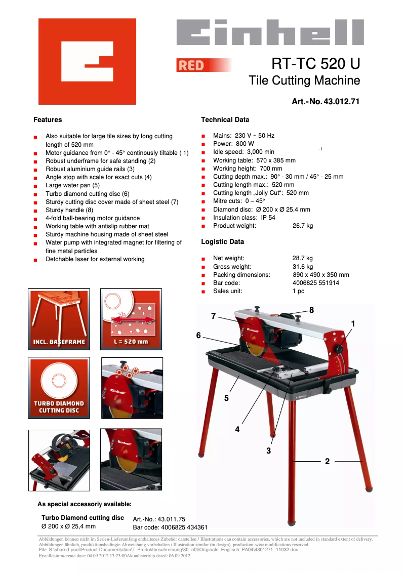 First page image of the manual for RT-TC 520 U