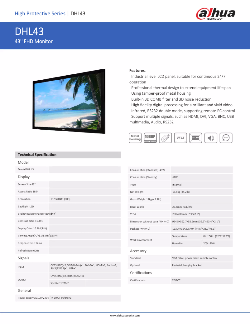 First page image of the manual for DHL43