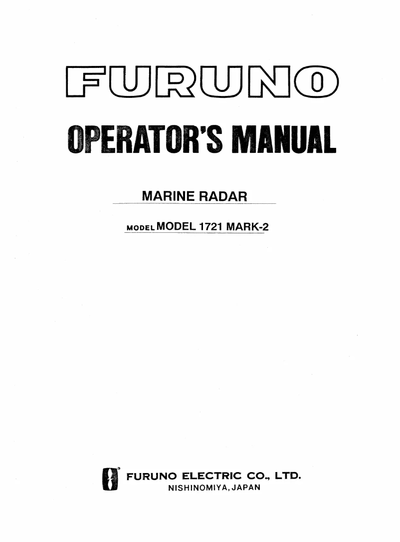 Page 1 of the manual User Manual Furuno 1721 Mark-2