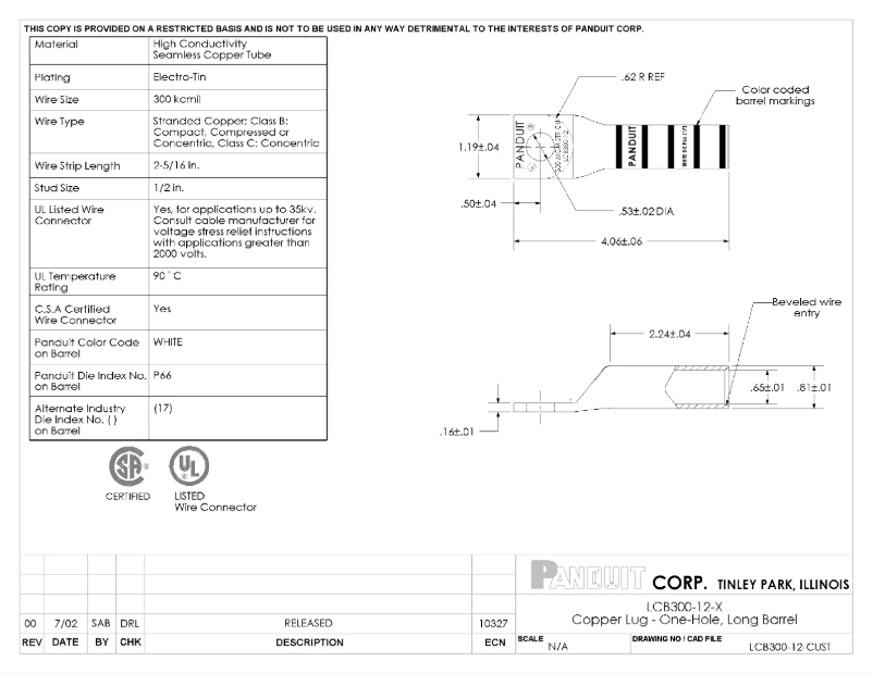Page 1 of the manual User Manual Panduit LCB300-12-X