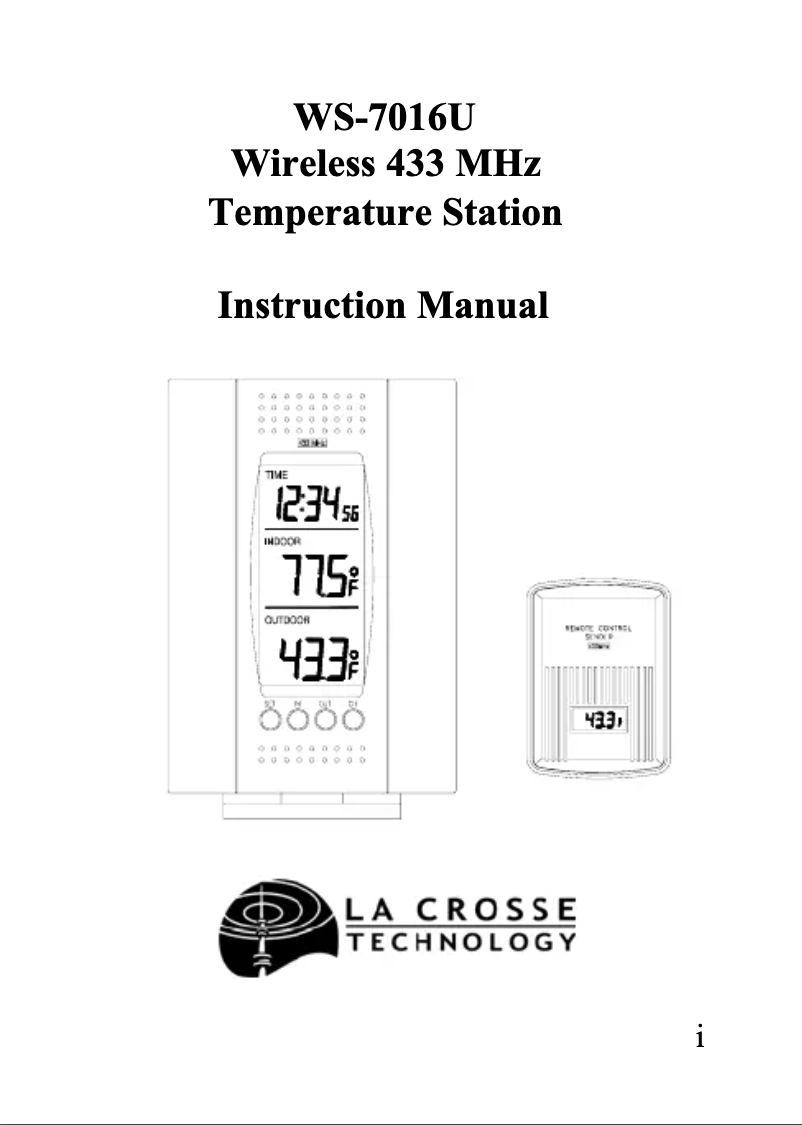 Page 1 of the manual User Manual La Crosse Technology WS-7016U