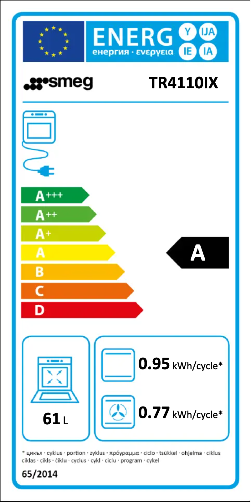Page 1 of the manual Energy Label Smeg TR4110IX