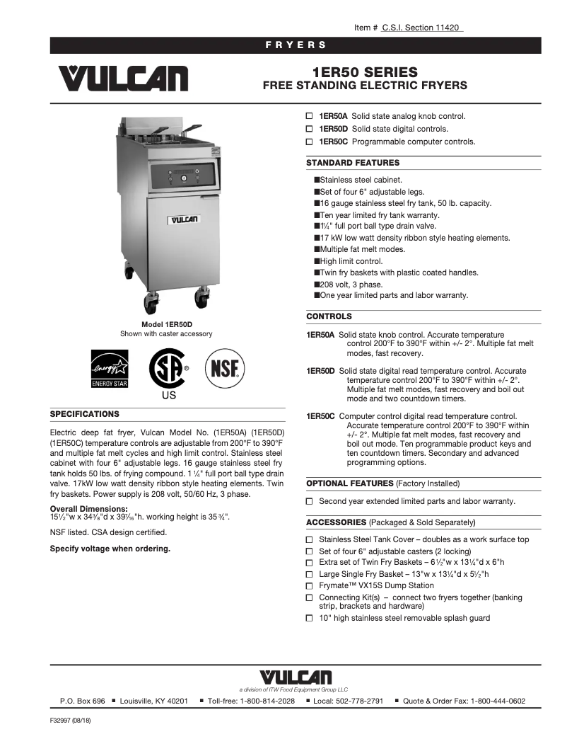 First page image of the manual for ER50