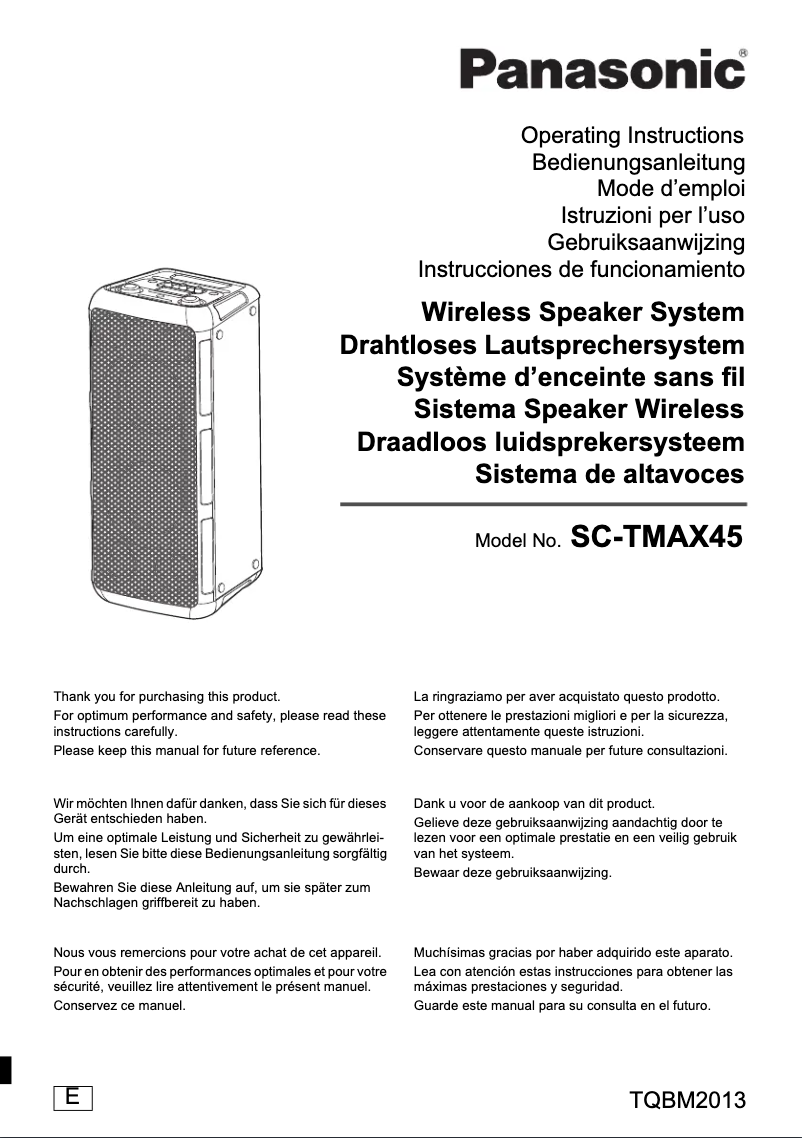 First page image of the manual for SC-TMAX45