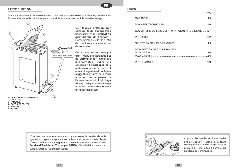 Page 1 of the manual User Manual Candy LBCTS44 UNI