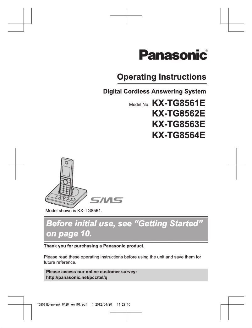 First page image of the manual for KX-TG8564