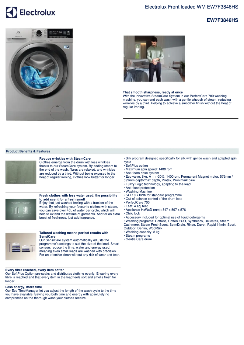 First page image of the manual for EW7F3846HS