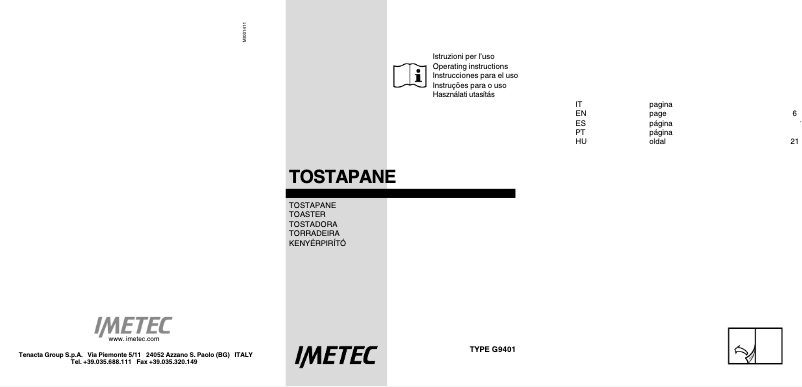 Image de la première page du manuel de l'appareil Dolcevita TS9