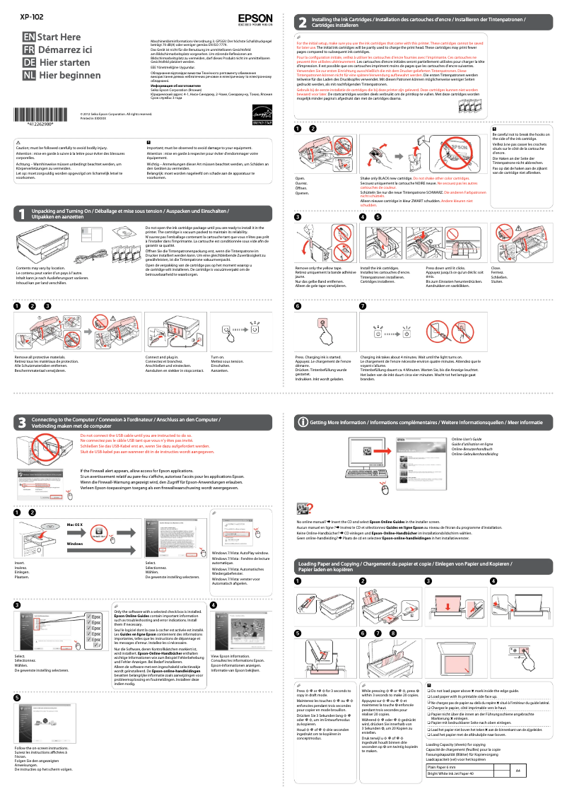 Page 1 of the manual Instruction Manual Epson Expression Home XP-102