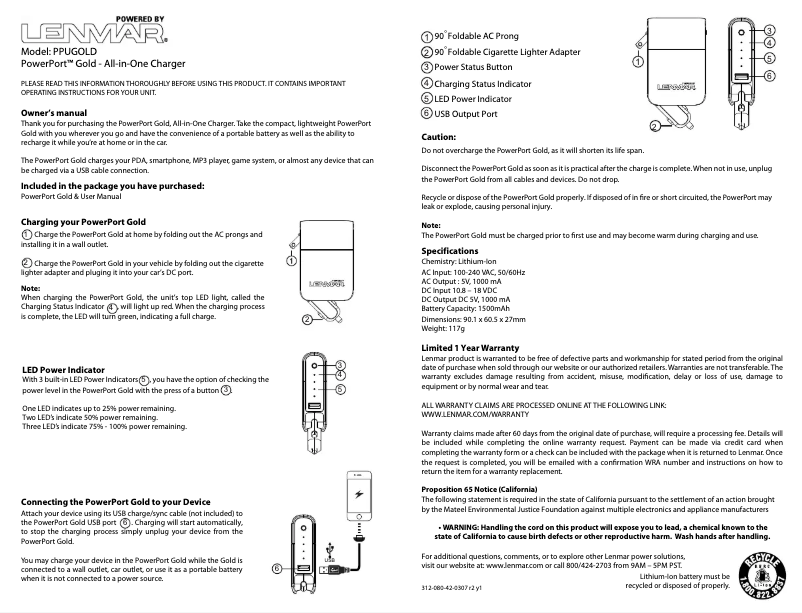 First page image of the manual for PowerPort