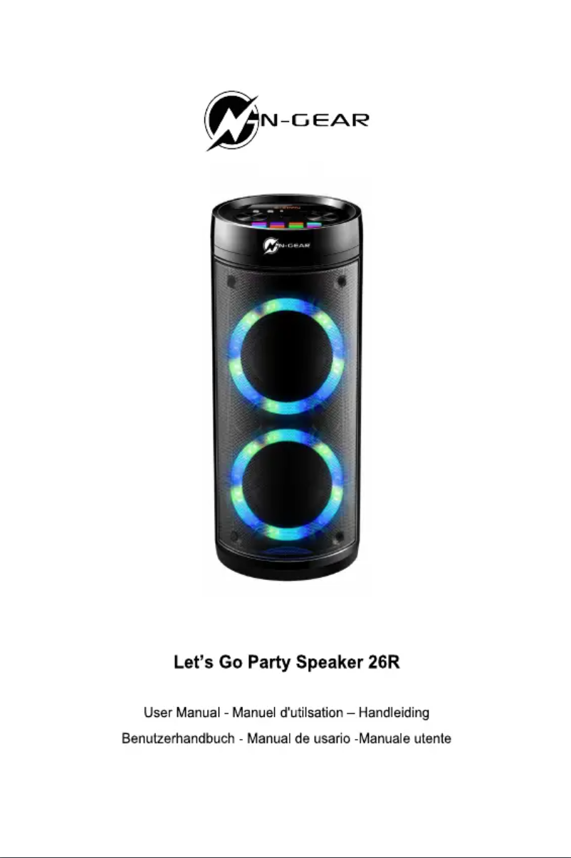 Page 1 of the manual User Manual N-Gear Let's Go Party Speaker 26R