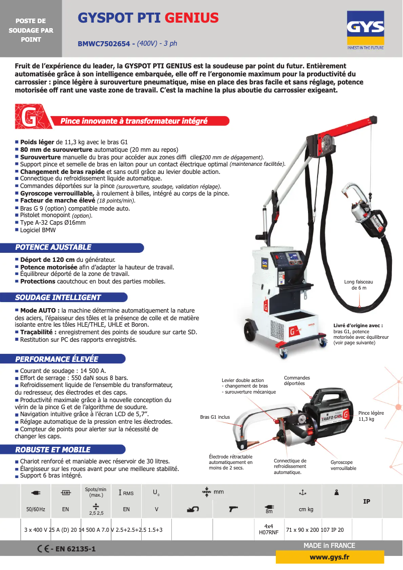 Page 1 of the manual Technical Sheet GYS BMW C7502654