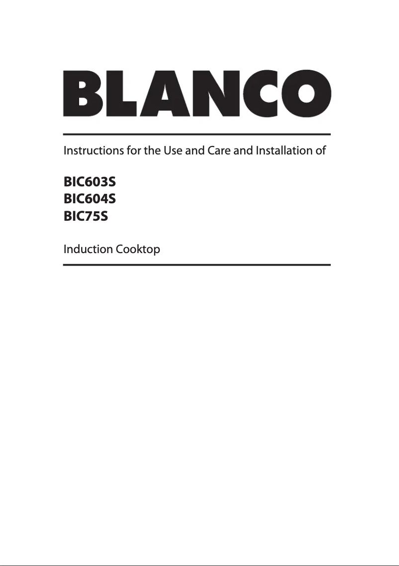Page 1 of the manual User Manual BLANCO BIC75S