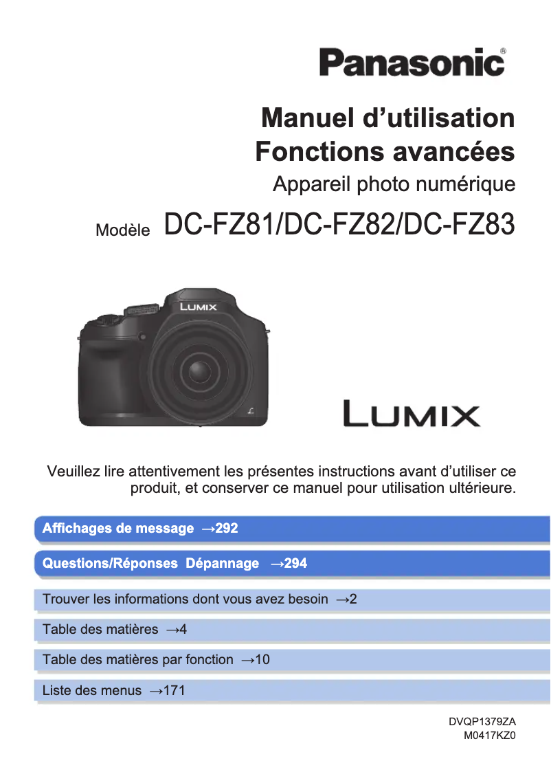 First page image of the manual for Lumix DC-FZ83
