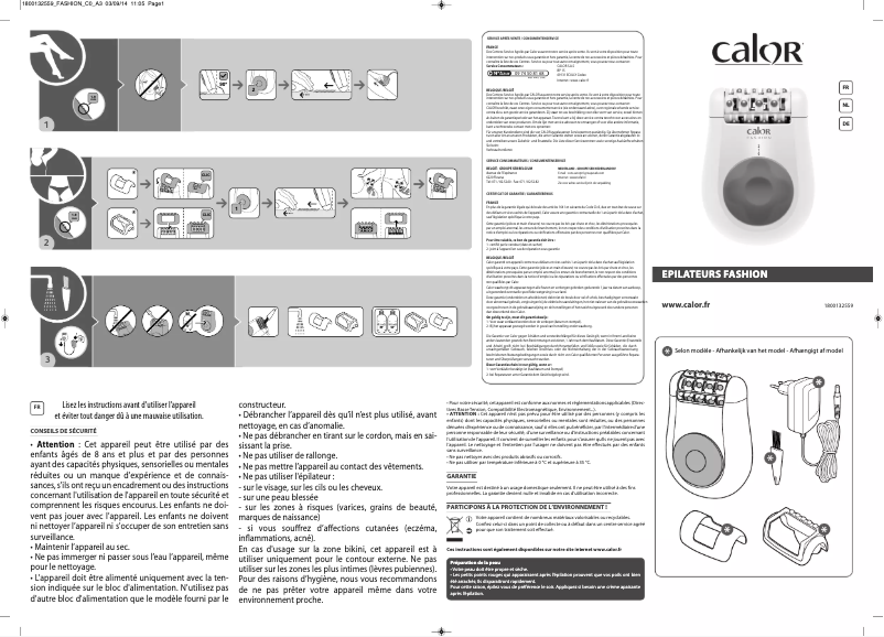Page 1 de la notice Manuel utilisateur Calor EP1043C0