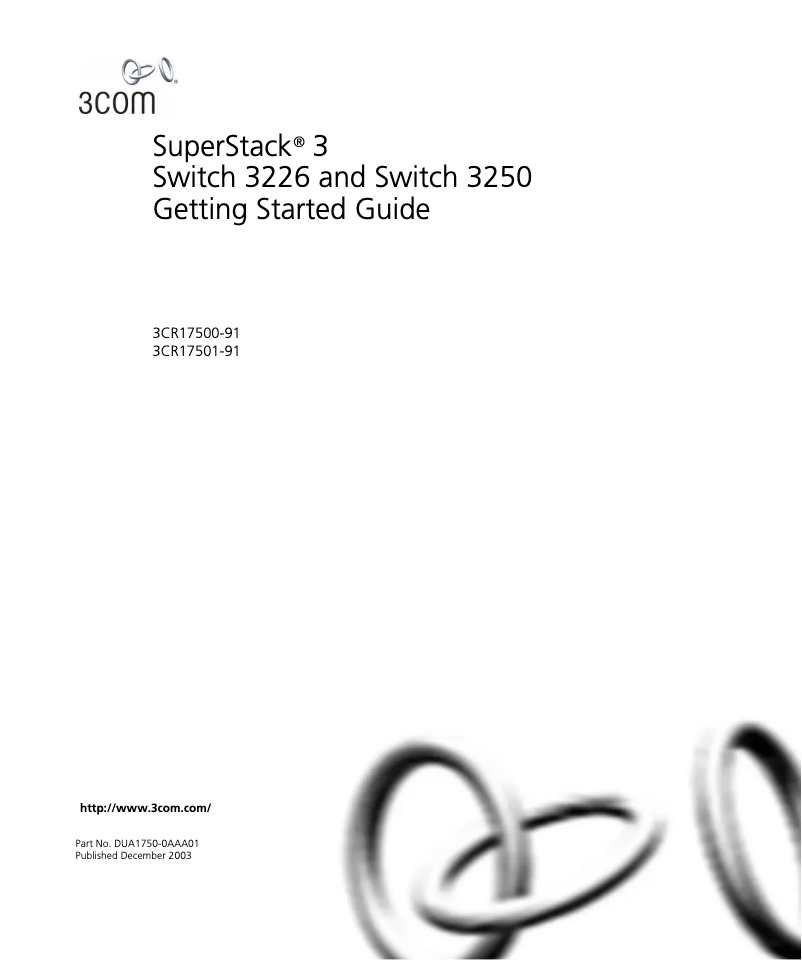 First page image of the manual for 3Com SuperStack 3 Switch 3226