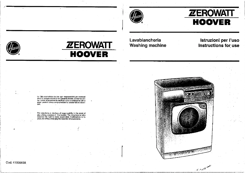 Page 1 of the manual User Manual Zerowatt-Hoover SELH 741 E