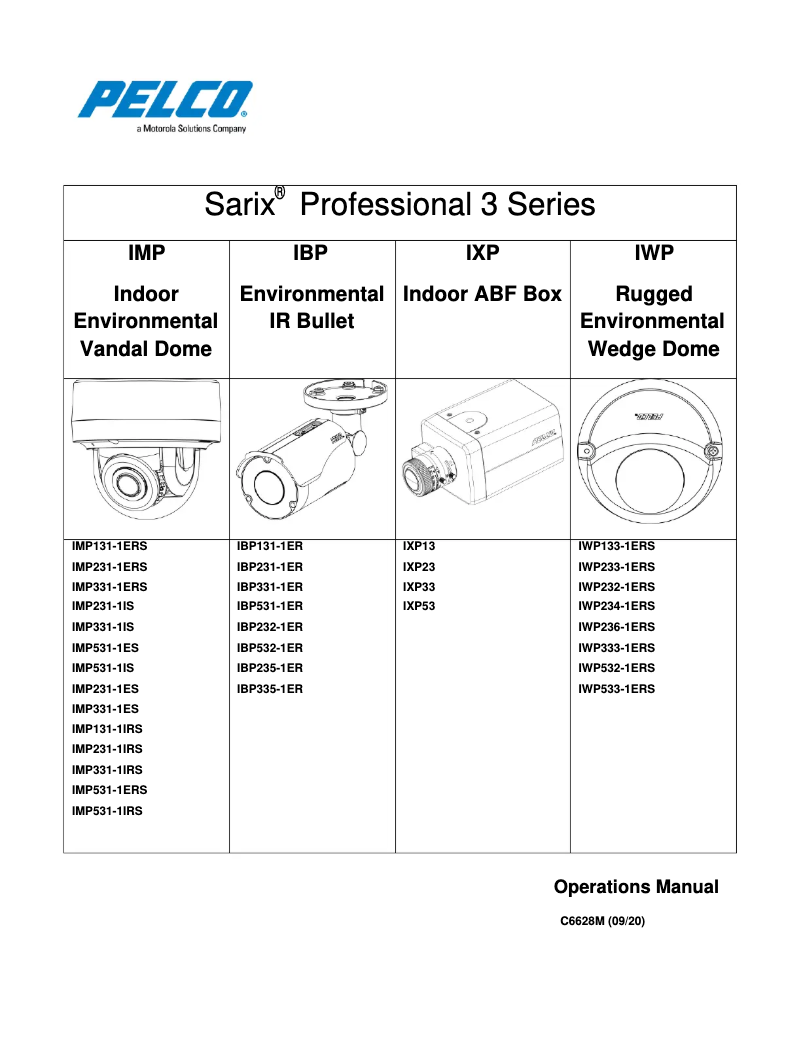 First page image of the manual for Sarix Professional IMP131-1ERS