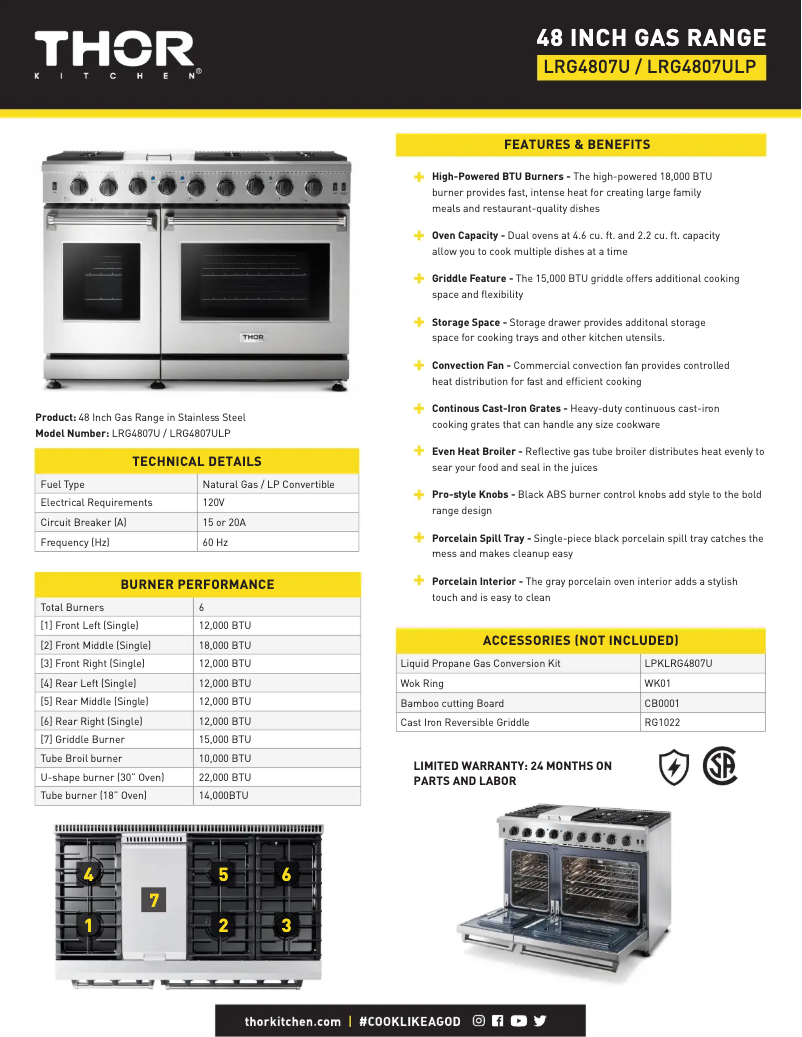Page 1 of the manual Technical Sheet Thor LRG4807ULP