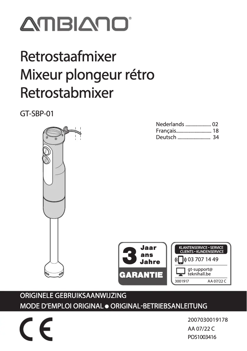 Page 1 of the manual User Manual Ambiano GT-SBP-01
