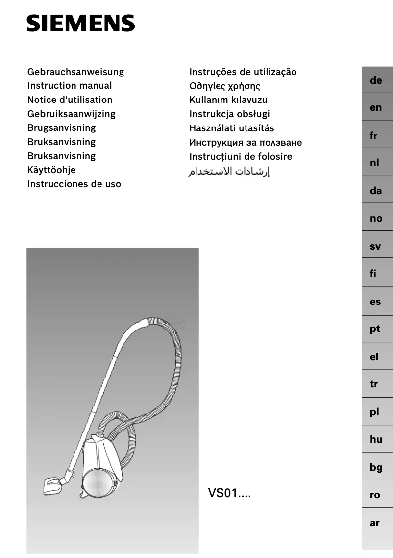 Page 1 of the manual User Manual Siemens VS01E2000
