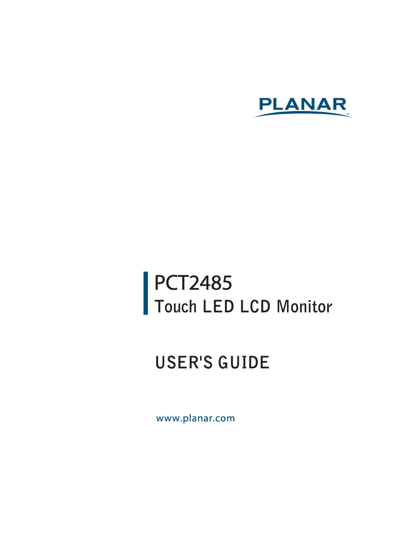 Page 1 of the manual User Manual Planar PCT2485