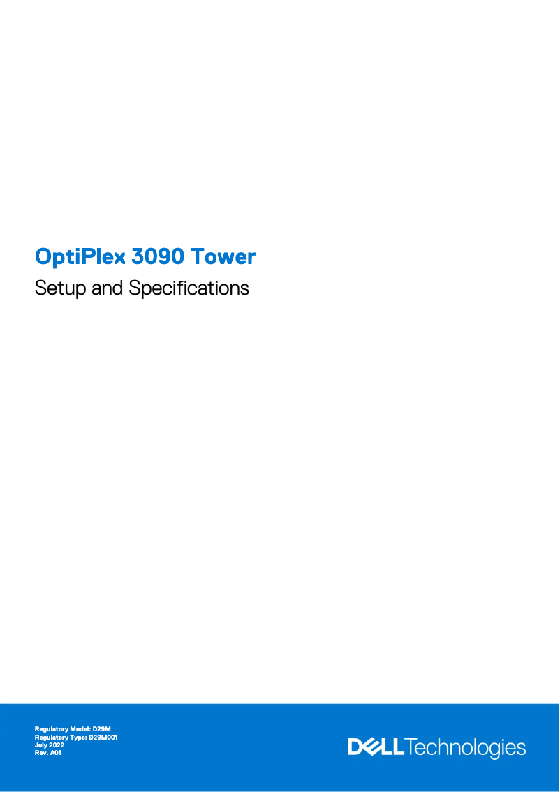 Page 1 of the manual Installation Guide Dell OptiPlex 3090 Tower