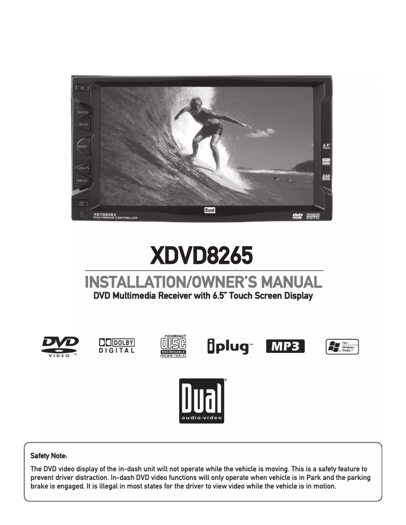First page image of the manual for XDVD8265