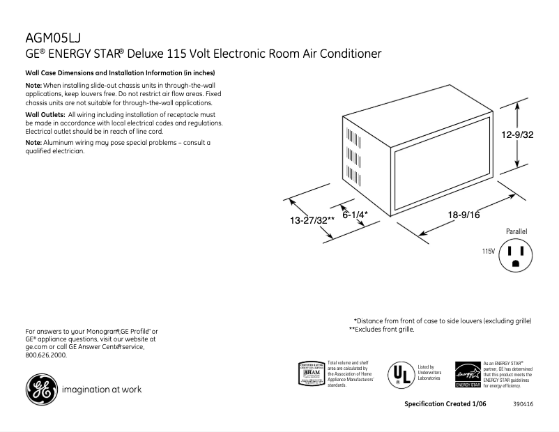 First page image of the manual for AGM05LJ