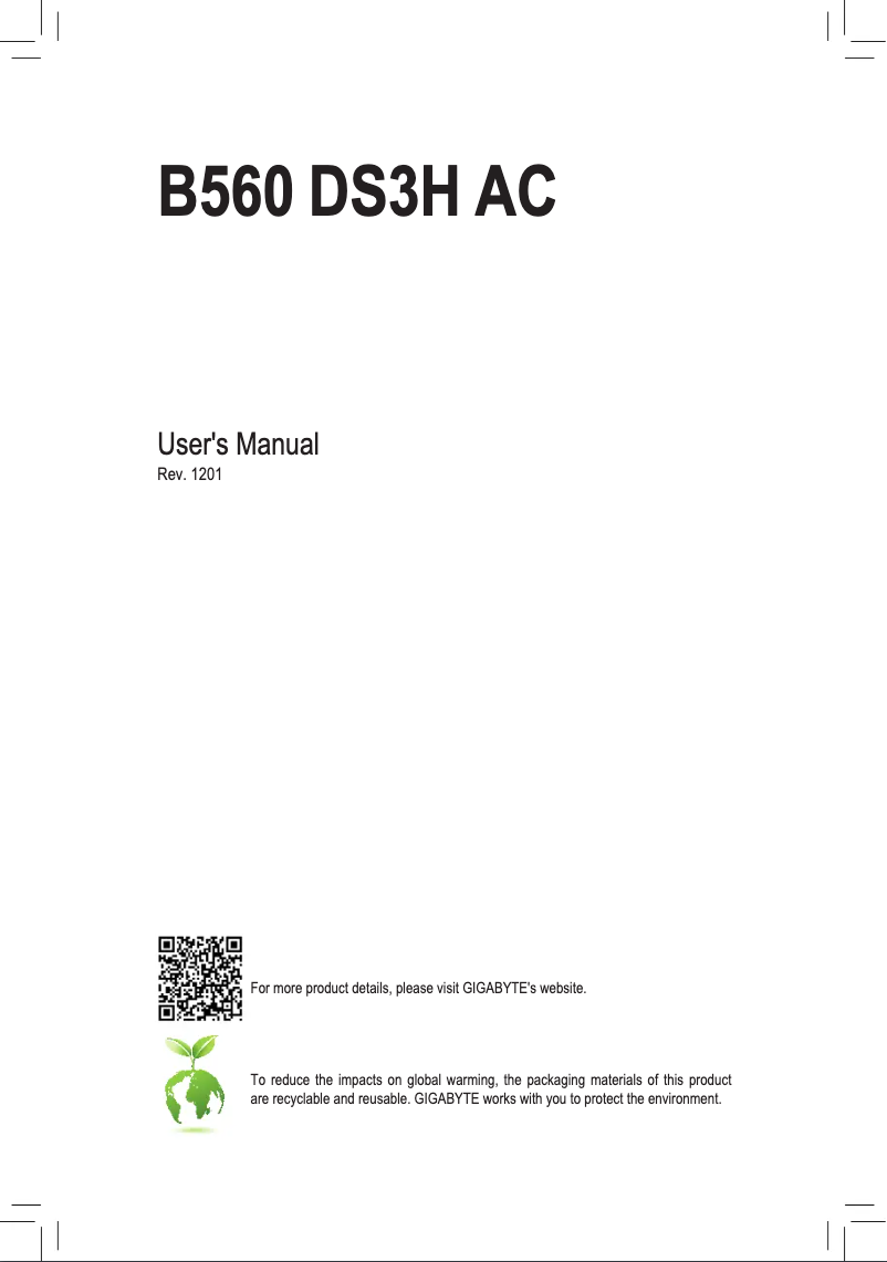 Page 1 of the manual User Manual Gigabyte B560 DS3H AC