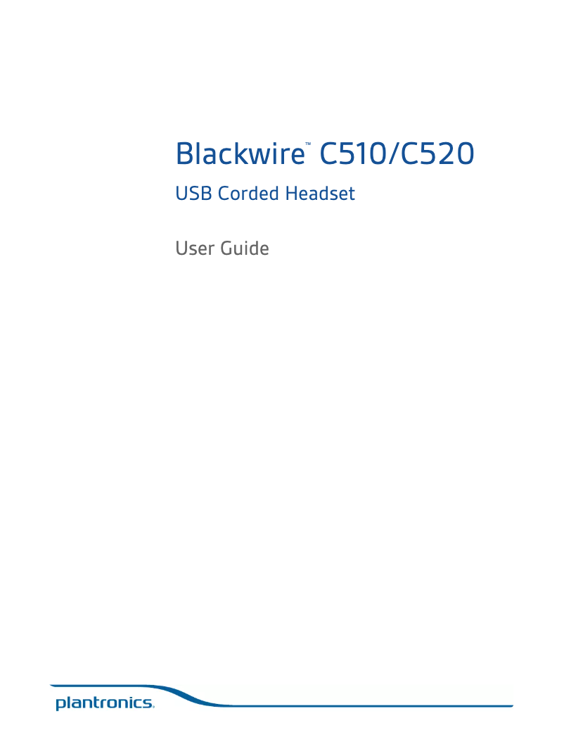 Page 1 of the manual User Manual Plantronics BlackWire C510-M