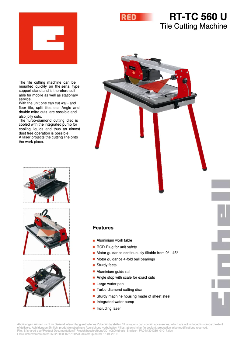 First page image of the manual for RT-TC 560 U