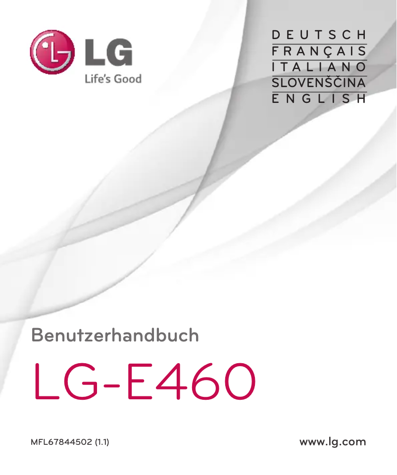 First page image of the manual for LG-E460