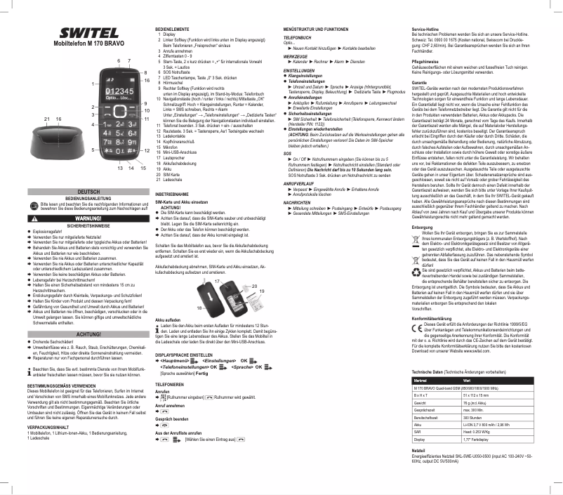 Page 1 of the manual Instruction Manual Switel Bravo M170
