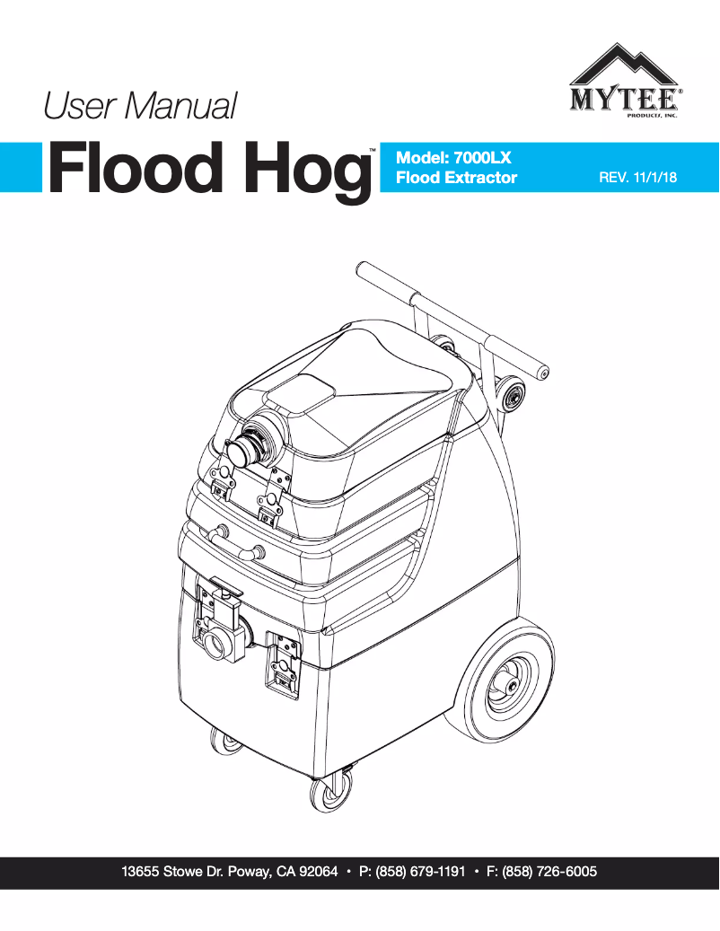 Page 1 of the manual User Manual Mytee Flood Hog 7000LX-230