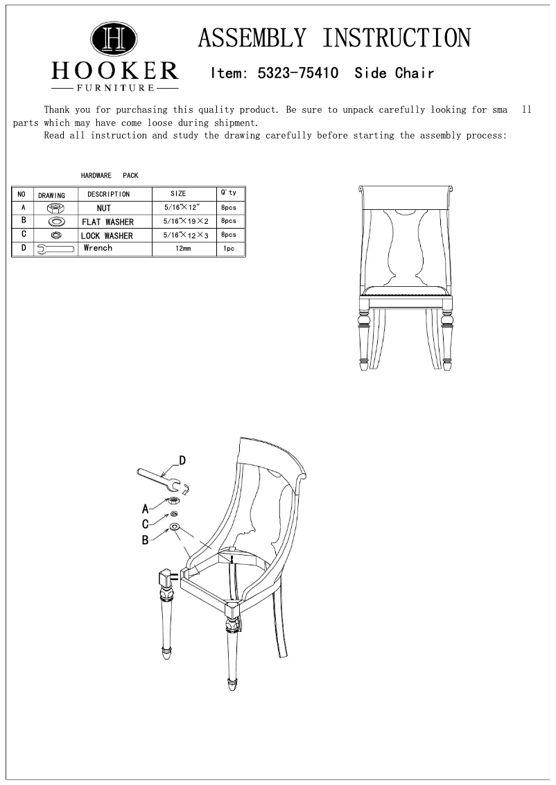 Page 1 of the manual User Manual Hooker 5323-75410