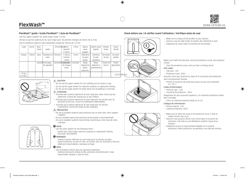 First page image of the manual for WV16M9945KV