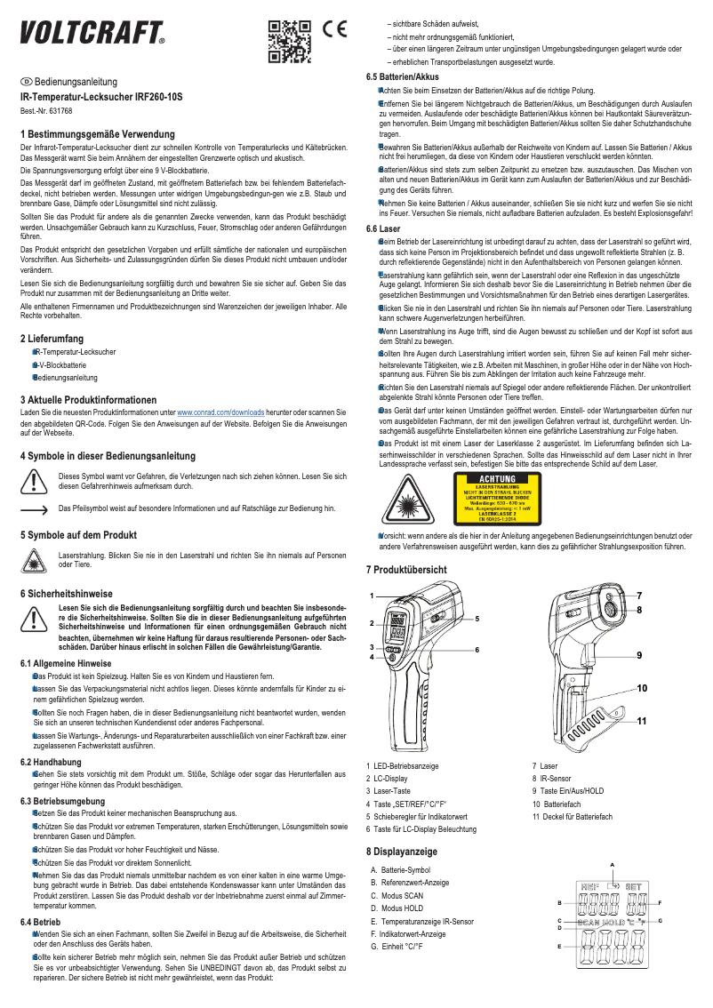 Page 1 of the manual User Manual Voltcraft IRF260-10D