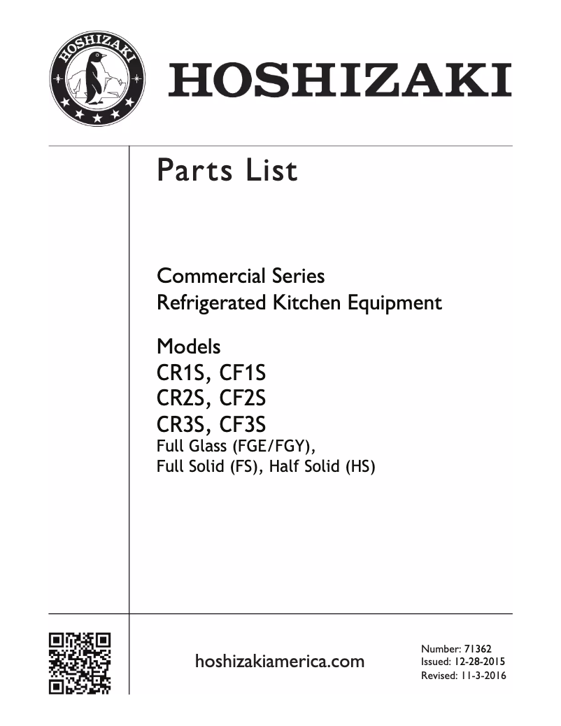 Page 1 of the manual User Manual Hoshizaki Commercial CF2S-FGE